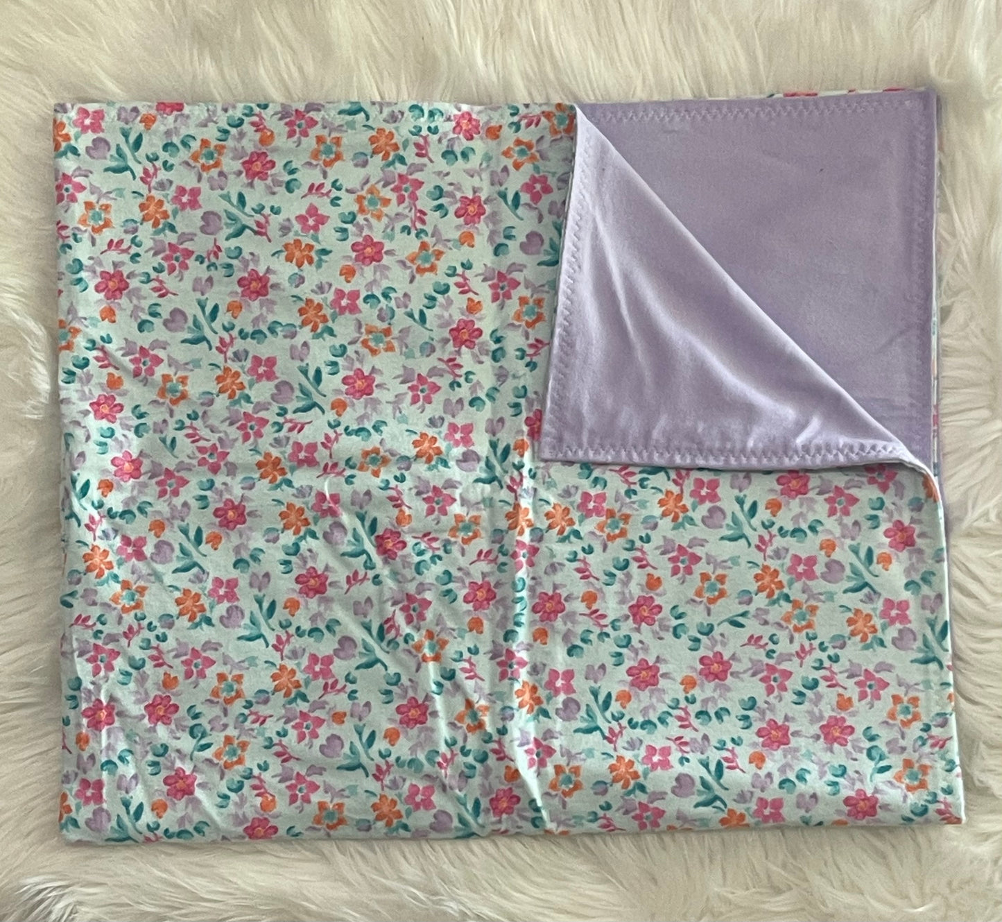 Purple floral toddle blanket