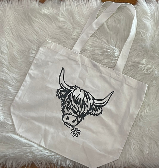 Highland cow canvas bag