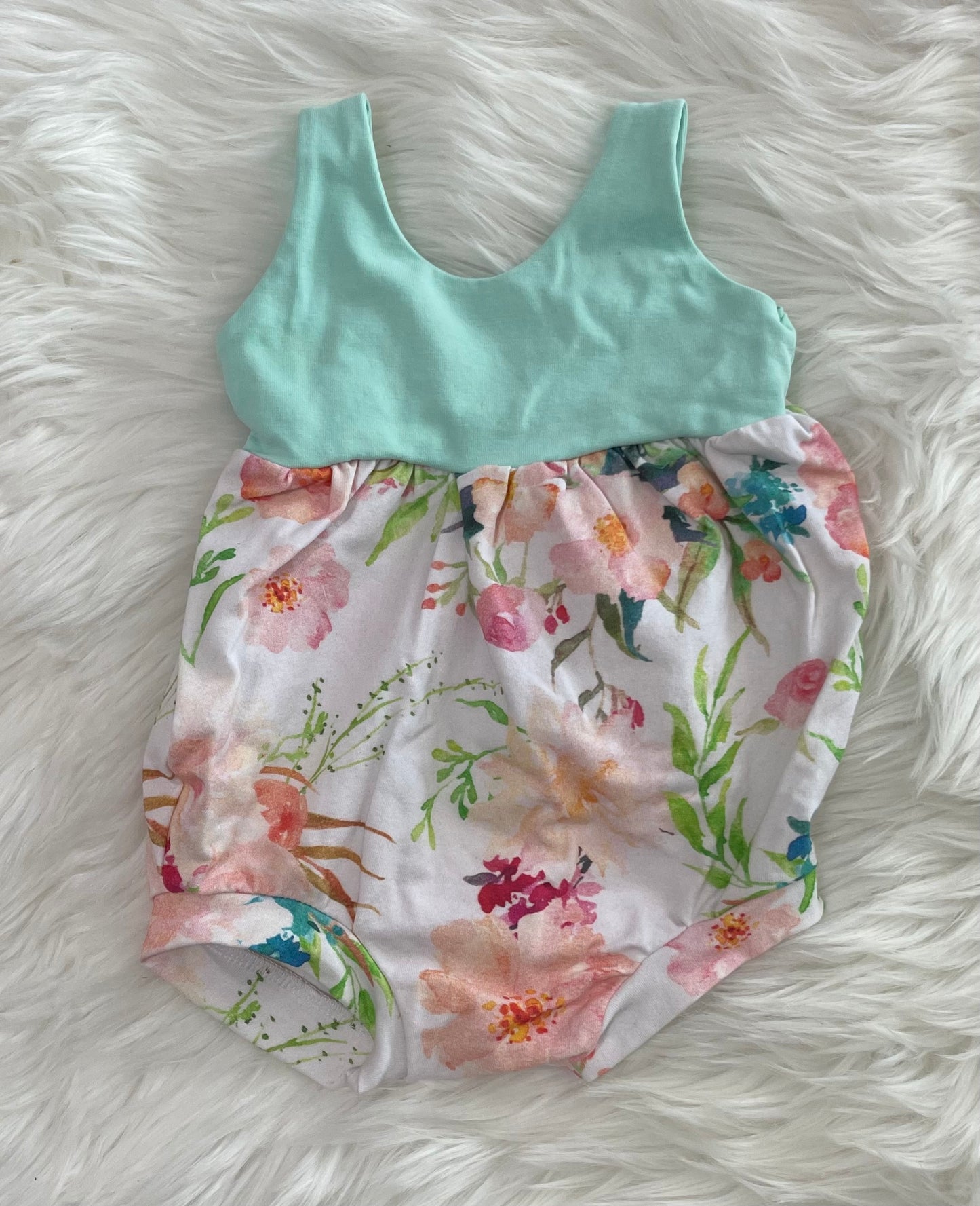 3m Mint floral shortie romper