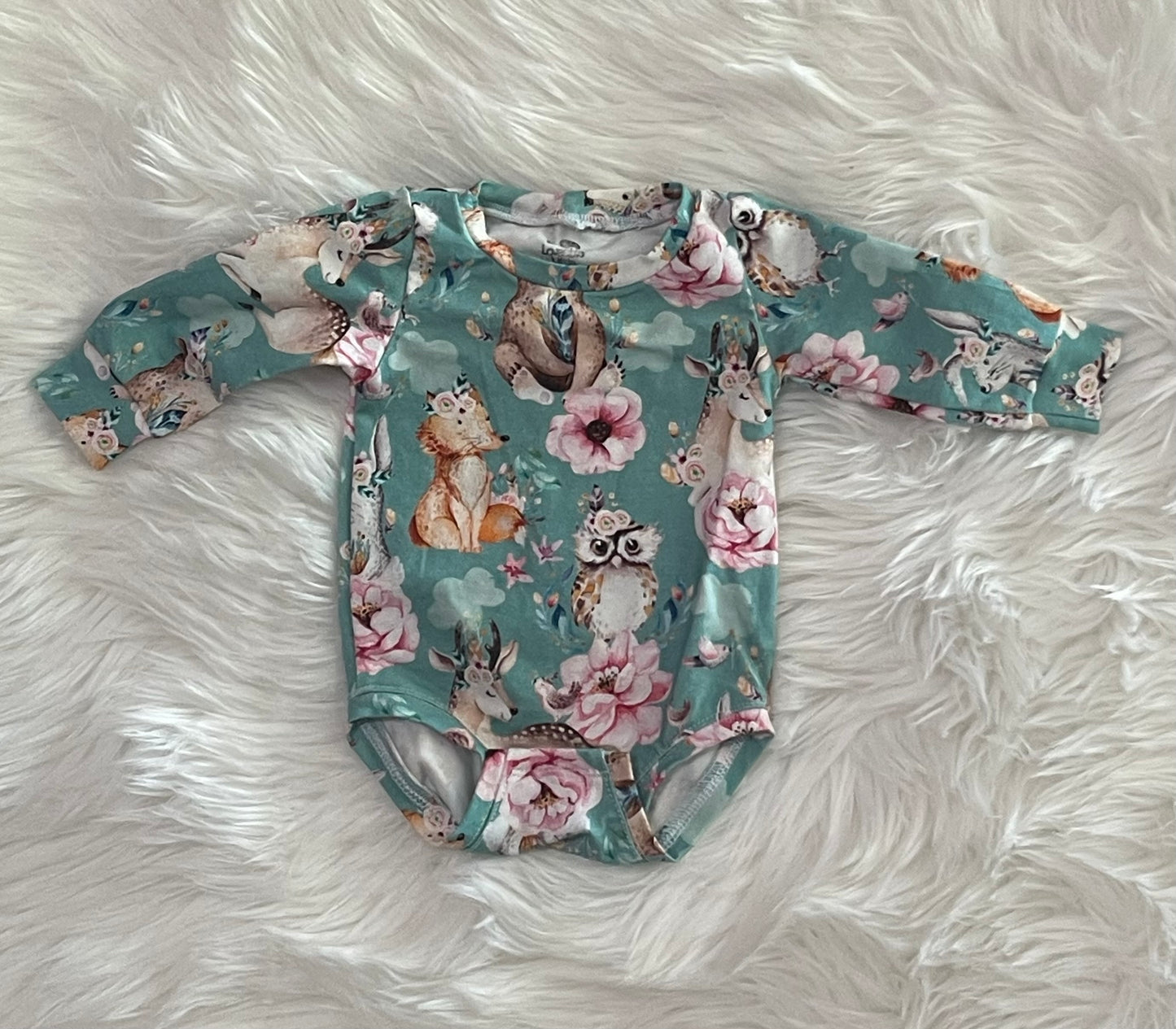 Forest animal floral onsie 0-3m