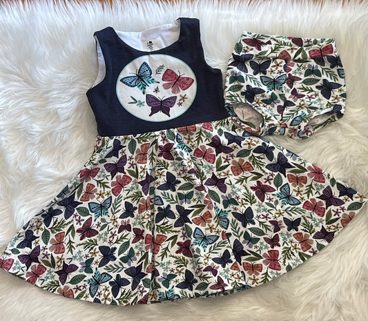 Butterfly tank twirl dress w/bummies included