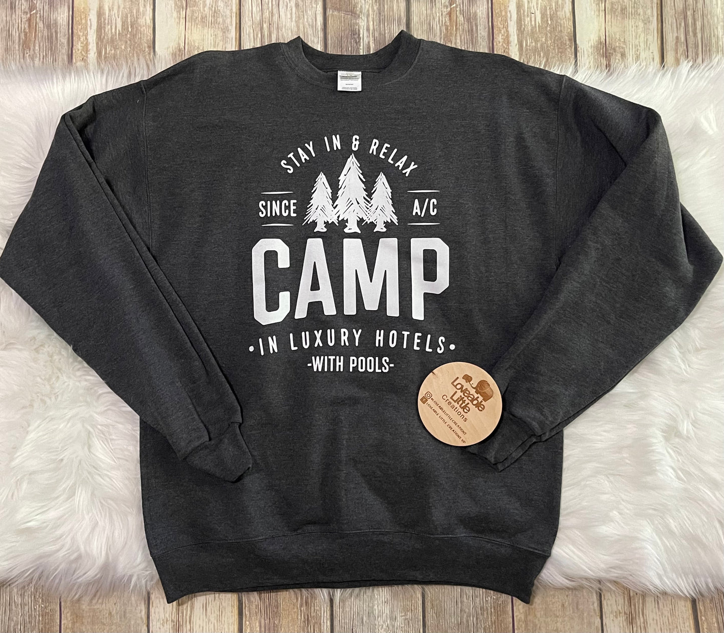Charcoal crewneck camp in luxury hotels