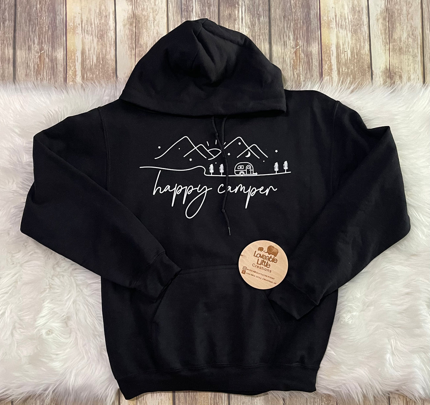 Black hoodie happy camper