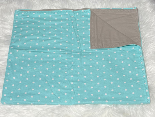 Aqua blue polka dot toddler blanket
