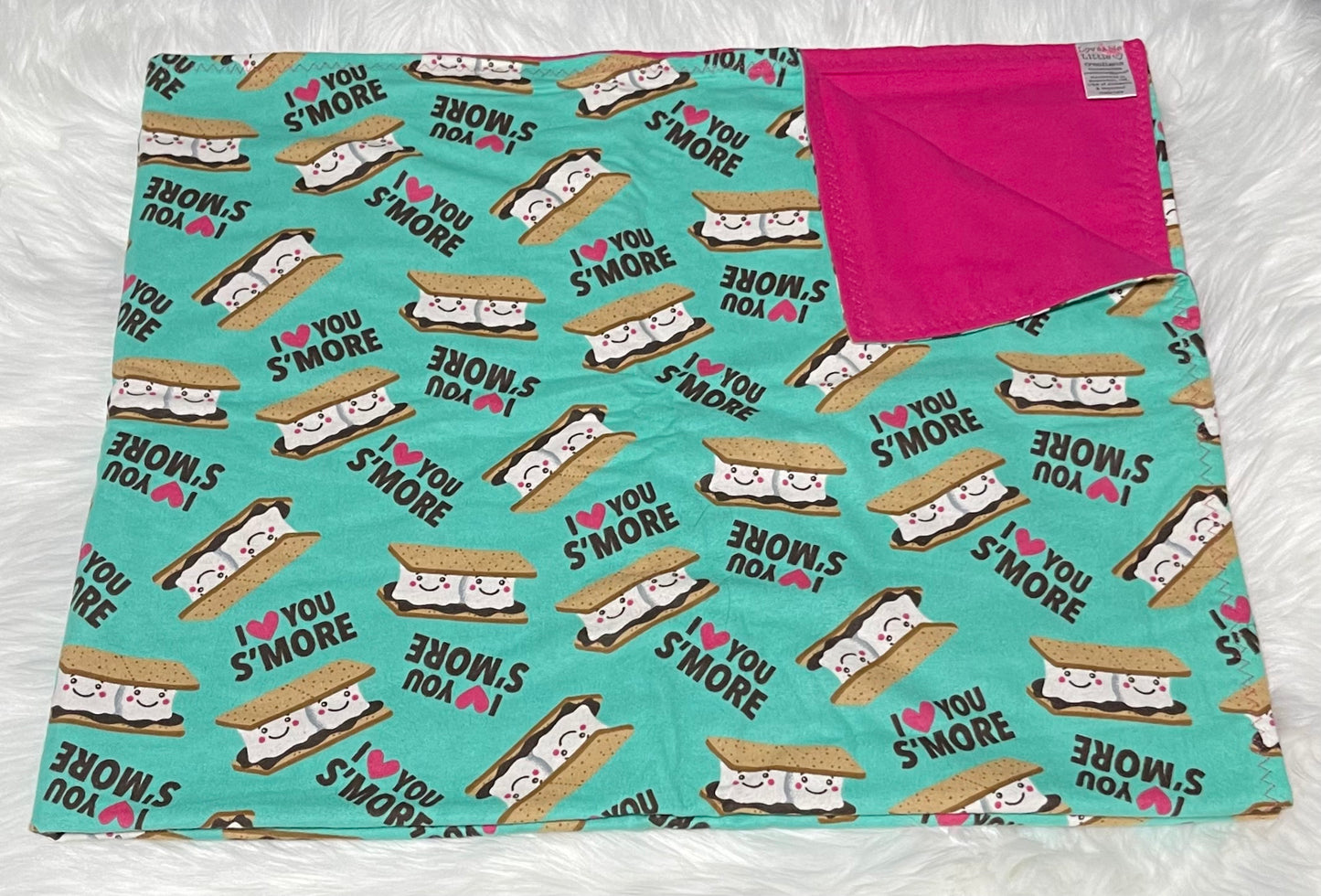 Pink love you s'more toddler blanket