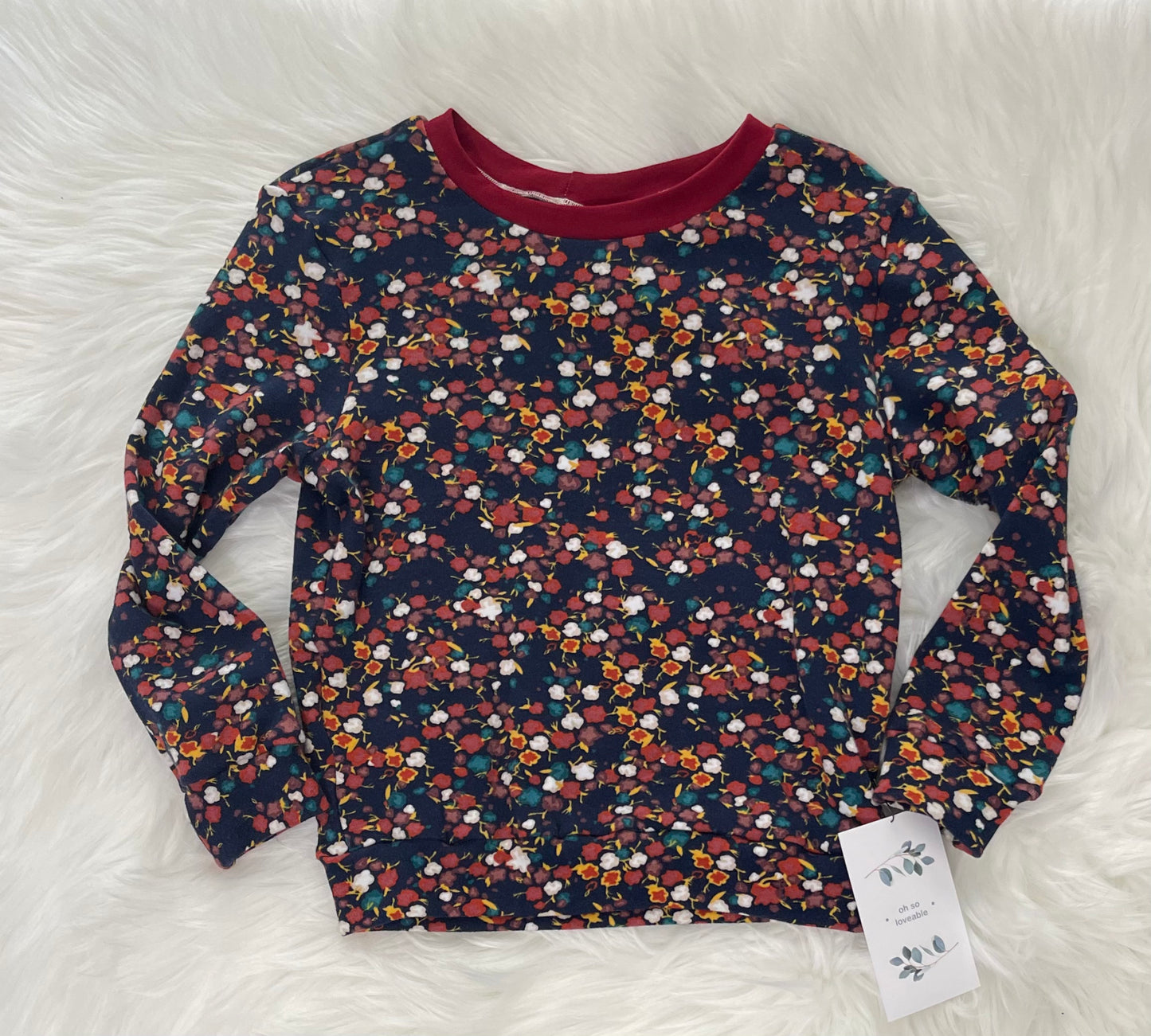 Navy floral crew neck (retired style)